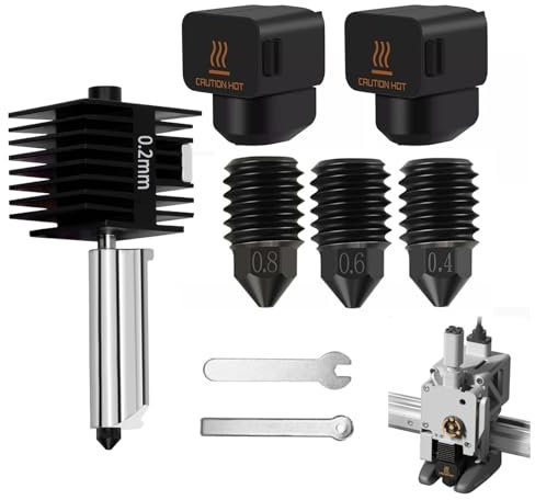 Kit di aggiornamento Hotend per Bambu Lab A1/A1 Mini, gruppo Hot End Ugello in acciaio temprato da 0,2/0,4/0,6/0,8 mm e calza in silicone per parte della stampante 3D, Set di Blocchi di Calore