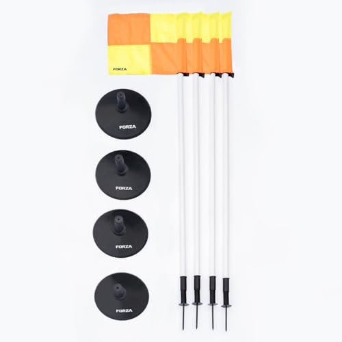 FORZA Spring Loaded Football Corner Flags | Durable, Safe, and Highly Visible Matchday Equipment - Optional Carry Bag (No Carry Bag, Pack of 4)