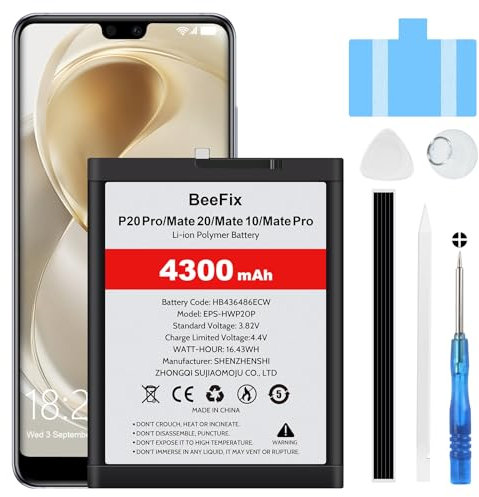 Beefix HB436486ECW Batería compatible con Huawei P20 Pro/Mate 20/Mate 10/Mate 10 Pro, 4300 mAh de alta capacidad de polímero de litio batería de repuesto con kit de reparación