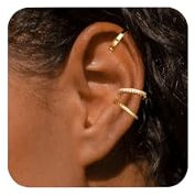 ALEXCRAFT Ear Cuff Gold Set Non-Piercing mit Zirkonia Gedrehte Fake Helix Knorpel Ohrmanschette Ohne Ohrloch Wickelohrring Fakepircings Ohr Cuffs Ohrklemme für Frauen Freundin Mama