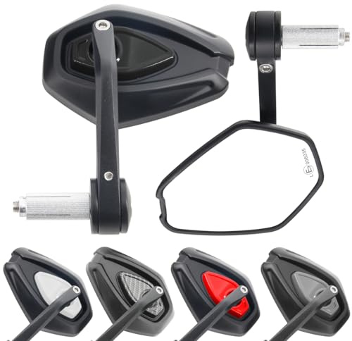 Area1 Universal Motorrad Spiegel für Lenker, 2 Stück Lenkerendenspiegel E-geprüft, 360°drehbarer Lenkerspiegel Motorrad, 7/8 22mm Seitenspiegel (Schwarz)