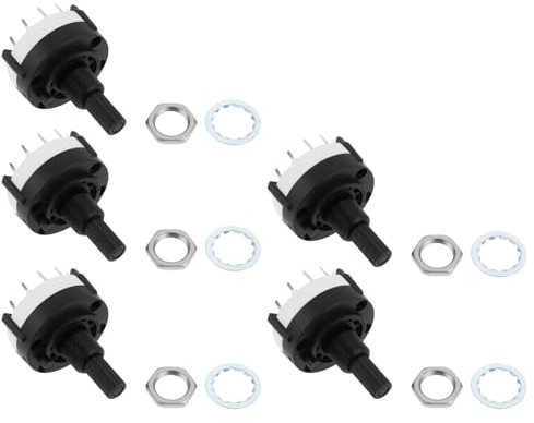 OTOTEC 5pcs Interrupteurs Rotatifs 26 X 38 Mm 0,3 A 125-250 V pour Montage Sur Circuit Imprimé (2 Pôles 6 Voies)