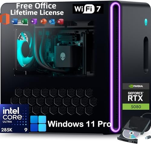 Alienware Aurora R16 - PC de Bureau Gaming - Intel Core Ultra 9 285K - 64 Go DDR5-2 to SSD - NVIDIA RTX 5080 16 Go - WiFi 7 - Windows 11 Pro