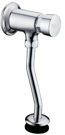 HOMSSY Válvula de Descarga Temporizada para Urinario Frontal Montada en Pared, Cierre Automático con Retardo Manual, Tipo Botón, Ahorro de Agua, Acabado Cromado