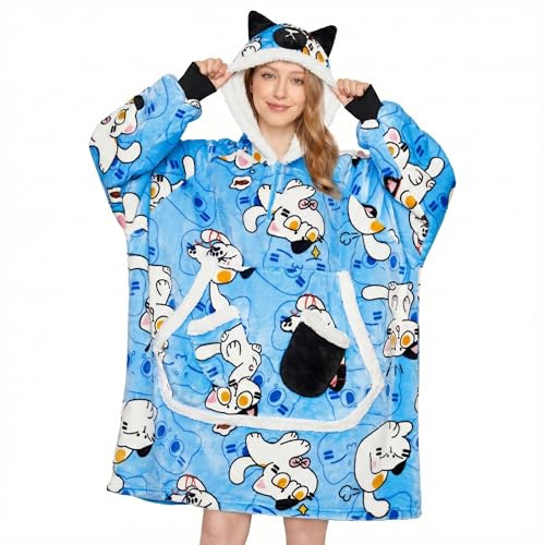 OLAOLA Unisex Felpa con Cappuccio Oversize per Adulti, Coperta con Maniche e Tasche in Pile Sherpa, Felpa Coperta Indossabile per Donna Uomo