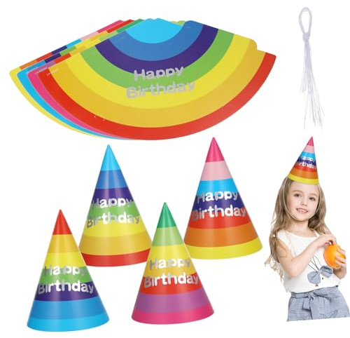 DOITOOL 20 Piezas Sombreros de Fiesta Cono de Papel Colores Mixtos para Cumpleaños Gorros Infantiles y Adultos para Celebraciones