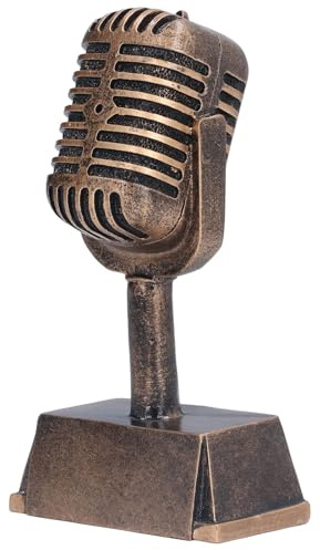 Mimdixy Microphone Trophy, Karaoke Party Decorations Retro Microphone Prop Tabletop Ornament for Adults and Funny Awards