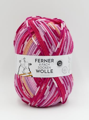 Ferner Wolle 8-fach Sockenwolle mit mulesingfreier Merinowolle | dickes Sockengarn mit Farbverlauf | Strumpfwolle 8-fädig (890-25)