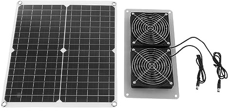 ZDETGU 18 V 25 W Solarpanel-Lüfter-Set, Monokristallin, 3500 U/min, Solar-Lüfter-Set für Gewächshaus, Hundeheim, Wohnmobil