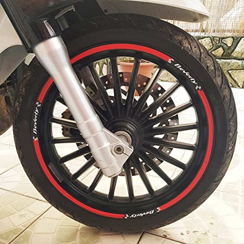 labelbike - Adesivi Strisce Moto Cerchi Ruote PIAGGIO BEVERLY Rosse-Bianche