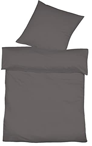 fleuresse Halbleinen Bettwäsche Provence Schiefer, 1 Bettbezug 240 x 220 cm + 2 Kissenbezüge 80 x 80 cm