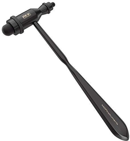 MDF Trömner Neurologischer Reflexhammer mit eingebautem Pinsel für Hautreflexe und Oberflächenreaktionen- Free-Parts-for-Life (MDF555) (Schwarz (Blackout))