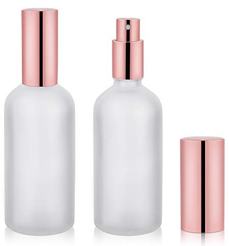 HydiorBotellas de spray de vidrio para atomizador de perfume, 3.4 Ounce x 2, Oro rosa esmerilado, 2.00[set de ]