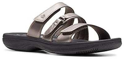 Clarks Women's Declan Ivy Sandal, Pewter/Black, 7.5 UK