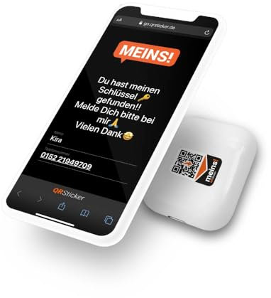 QRSticker 18x Meins! AirPods Personalisieren. Aufkleber mit dynamischen QR-Code und kostenloser Handy-App zum Finden verlorener AirPods, Schlüssel, Handy, Drohnen, für iOS und Android