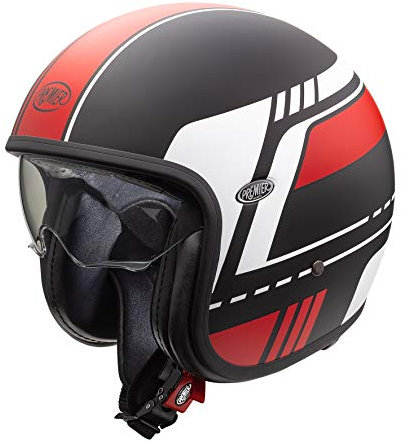 PREMIER Helm Vintage BL 92 BM,SCHWARZ / ROT / Weiss,XL