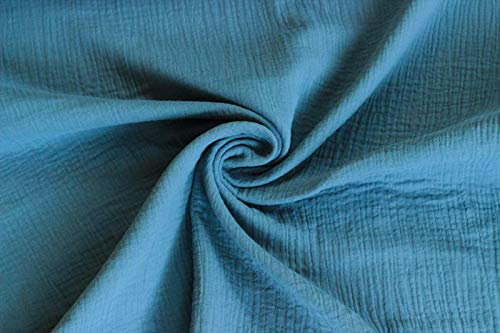 50x130cm Musselin Stoff uni Oeko-Tex zertifiziert Meterware Mulltuch Baumwolle, Farbe:mittelblau