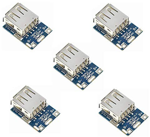iHaospace 5 Pcs Boost Step Up 5V 1A Power Supply Module Lithium Battery Charge Protection Board 134N3P DIY Charger USB and Micro USB Port