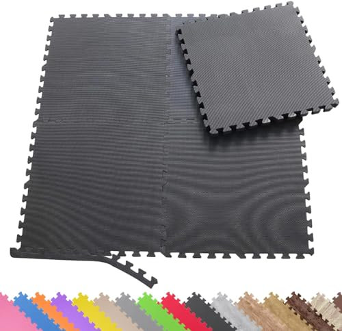 Sporttrend 24® 18 Schutzmatten + 36 Randstücke in schwarz 30x30x1 cm | Bodenschutzmatte, Unterlegmatte für Fitnessgeräte, Sportgeräte