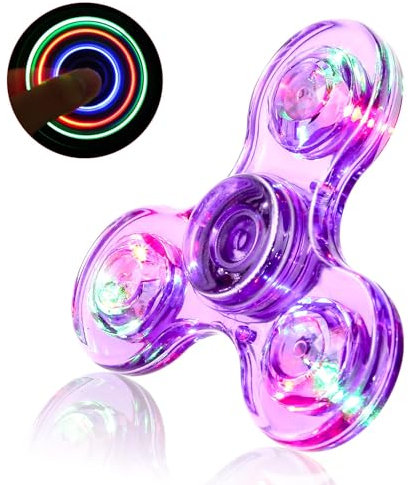 SCIONE Fidget Giocattoli Luminoso Fidget Spinner per Bambini LED Cristallo Ansia Anti-Stress Autismo Fidgets Migliore edc Giocattoli a Mano Viola