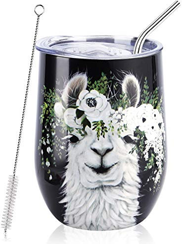 NymphFable 12oz Alpaka Becher Edelstahl Weinglas Mit Deckel Thermobecher Kaffeebecher Weinglas to Go Personalisierte