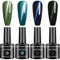 Senvenski Semi Permanent Vernis à Ongles Gel Magnétique 3D Oeil de Chat Armée Vert Marine Bleu Royal Jade Olive Bleu Vert Turquoise Couleur Shellac Cadeau Soak Off UV LED Art Manucure Kit (MY004)