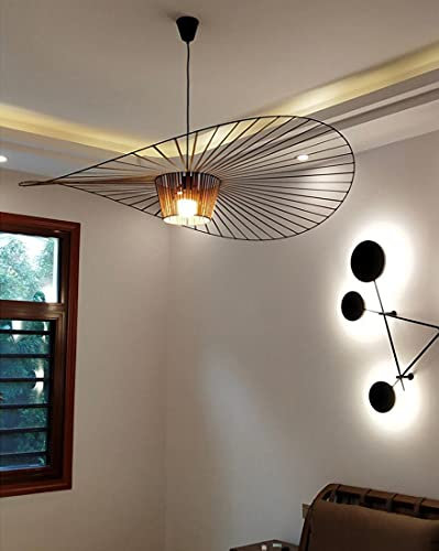 MeTikTok Suspensions Rétro Vertigo Lustre, Creative LED Lampe Fibre De Verre + Polyuréthane De Chapeau En Tissu Design Moderne Salon Cuisine Salle De Bain Éclairage Décoratif, E27,Copper,140CM