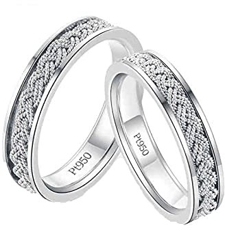 KnBoB Platin 950 Damen Herren Ringe Verdrehte Design Trauringe Ringe Damen Gr.62 (19.7) & Herren Gr.58 (18.5)