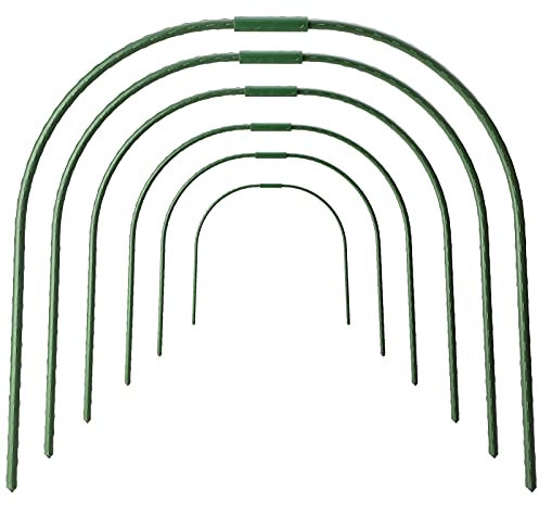 BELUAPI 6 Pack Greenhouse Hoops, 20 x 20in Plastic Coated Steel Pipes Garden Hoops Frame Tunnel Supports,Adjustable Sturdy Metal Garden Stakes for Plants Row Cover Raised Beds Netting