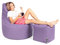 PATCH HOME Patchhome Gamer Kissen Lounge Kissen Sitzsack Sessel Sitzkissen Bean Bag + Würfel/Hocker mit Reißverschluss bereits befüllt (Flieder, XXL - Ø80cm Sessel + 35x35cm Würfel)