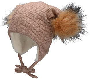 Sterntaler Baby Mädchen Inka Mütze Mit Bommeln - Kappe für Kinder aus Viskose Mit Ohrenklappen und Bindeband - Beige, 53