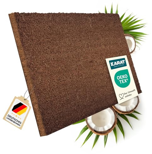KARAT Fußmatte für Außen und Innen, 60x90 cm Braun 17mm Höhe, Türmatte aus Kokos, Schmutzfangmatte, Kokosmatte mit Rutschfester Rückseite für Haustür, Eingang