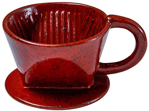 Asayu Japan Porte Filtre en Céramique Rouge Chrome avec Bec Verseur pour Filtre en Papier, Fabriqué au Japon Artisanalement, Infusion Lente pour Café et Thé