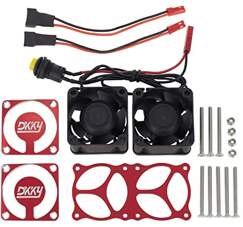DKKY RC Motor Cooling Fan Heatsink 2Pcs DIY Kit for TRX4 ARRMA Axial 1/10 1/8 1/5 RC Model Car Upgrade Parts (Red)