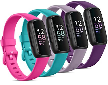 Odbeai Compatible with Fitbit Inspire 3 Bands for Women Men, Sport Wristband Replacement Soft Silicone Straps for Inspire 3 Fitness Tracker Women & Men(4 Pack,Small)