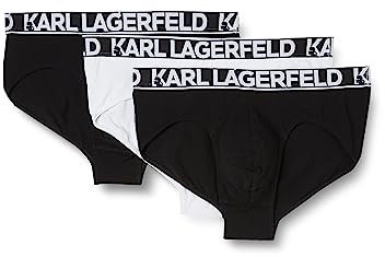 KARL LAGERFELD Herren Full Elastic Briefs Set (3x) Slips, Schwarz/Weiß, L EU