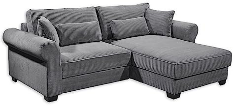 DEINE TANTE EMMA 64-080-28 Angelina Couchgarnitur Ecksofa Wohnzimmer mit Funktion ca. 255 x 185 cm im Stoff Zoom 22 ash