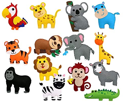 LOVIVER Zoo Filz Tier Tiere Nähen für Kinder Kuscheltiere Set DIY Bastel- und Nähset Kinderzimmer Nähen für Kinder für Kleinkinder Kinder Mädchen Jungen, Stil b