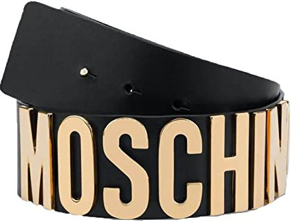 Moschino Gürtel Couture Maxi schwarz mit Logo Schriftzug gold tg 40, Schwarz , 34