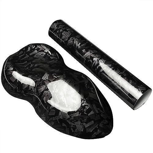 COYOUCO Film d'emballage De Voiture en Vinyle Brillant Film Vinyle en Fibre Carbone Forgé Pet Rouleau Vinyle Adhésif pour Voiture Moto Véhicule Décoration,Noir,150 * 100cm