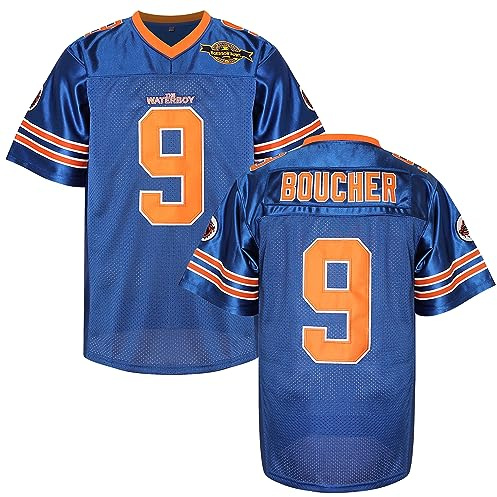 EETUG The Waterboy Football Jersey #9 Bobby Boucher 50° Anniversario Mud Dogs Bourbon Bowl Movie Maglie da Calcio per Uomo, #9 Blu, L