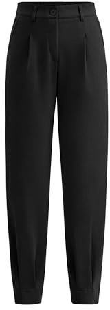 PRETTYGARDEN Womens Dress Pants Business Casual 2025 Trendy High Waisted Ankle Length Dressy Trousers Slacks Work Clothes (Black,Medium)