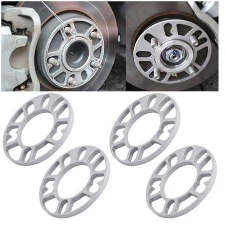 JNNJ 4 Pezzi Distanziali per Cerchi Universali, Distanziali Ruota Auto in Alluminio, Distanziali Ruota Spessori Piastra Di Ricambio Universale per Auto Impedendo Pneumatici Sfregamento(10mm)