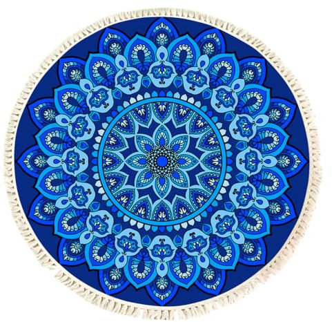 Terafeels 298060 Küchenteppich, Mandala-Motiv, rund, Bohemian-Stil, Heimdekoration, Yoga-Matte, Meditation, Picknick-Teppich, 60 cm, rund, für Schlafzimmer, Wohnzimmer, Küche, Eingangsbereich