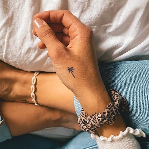 Inkster Tattoo - Kleine Palme Tattoo Doppelpack | Temporäres Tattoo mit EU-Kosmetikzertifizierung - das Original | wasserfest + vegan | revolutionäres 2-Wochen-Tattoo | Klebetattoos + Fake Tattoos