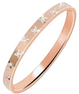 MILAKOO 6mm Damen Armreif aus Edelstahl und Zirkonia Stilvolles und Hübsches Armband mit Verschluss (Roségold)