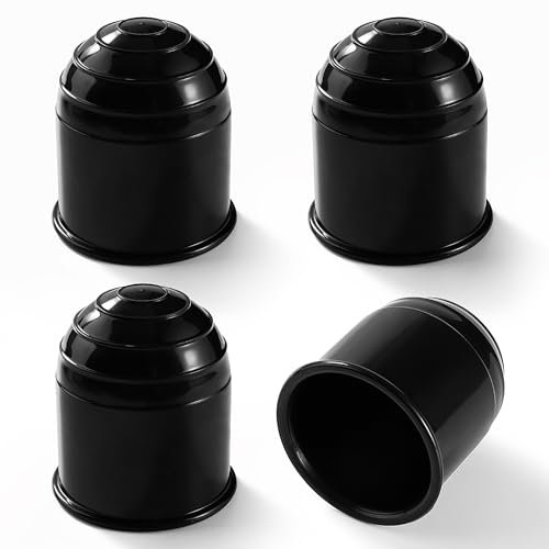 VooGenzek 4 Pezzi Tappo Gancio Traino, 50 mm Tappo Copri Gancio di Traino in Plastica, Copertura Universale per Gancio di Traino a Sfera, Copertura a Sfera per Gancio di Traino, Nero