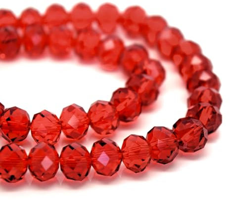 Faceted Glass Rondelle Beads for Jewellery Making 4mm,6mm,8mm,10mm - Pick Size and Colour (8X6MM - (68PCS), Siam)