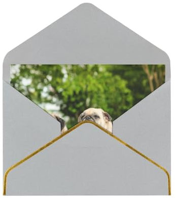 YsoLda Grußkarten, Karten mit Umschlägen, Perlmuttpapier-Weihnachtskarten, Dankeskarten,Mops Freundschaft Bokeh Hunde Haustiere Freunde Mops