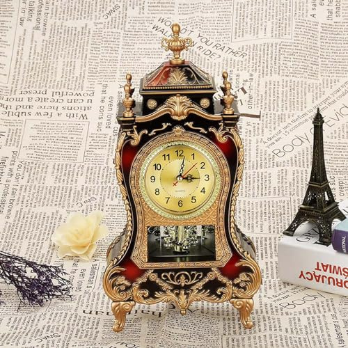 Yctze Tischuhr Im Vintage-Stil, Dekorativer Wecker aus Kunststoff für Zuhause und Hotel, Große Kutschenuhr, Ideal für Kaminsims, Wohnzimmer, Tischdekoration, Retro-Mesa-Stil